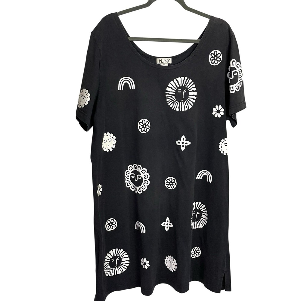 M Mac Vermont Country Store Womens Dress Size 2X Black Sun Rainbow Celestial USA